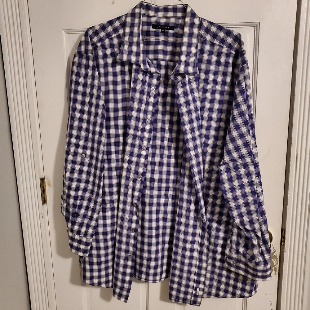 Purple checkered dress shirt